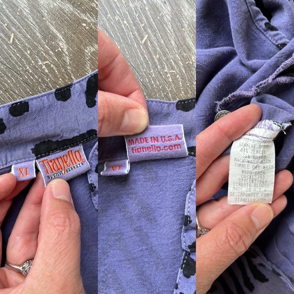 TIANELLO Dynasty Blouse with Engraved Metal Buttons in Grape Purple XL - Picture 11 of 16